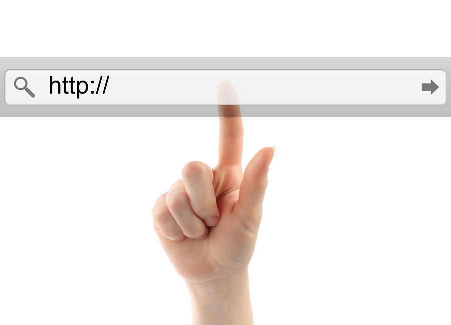 Hand pushing virtual search bar